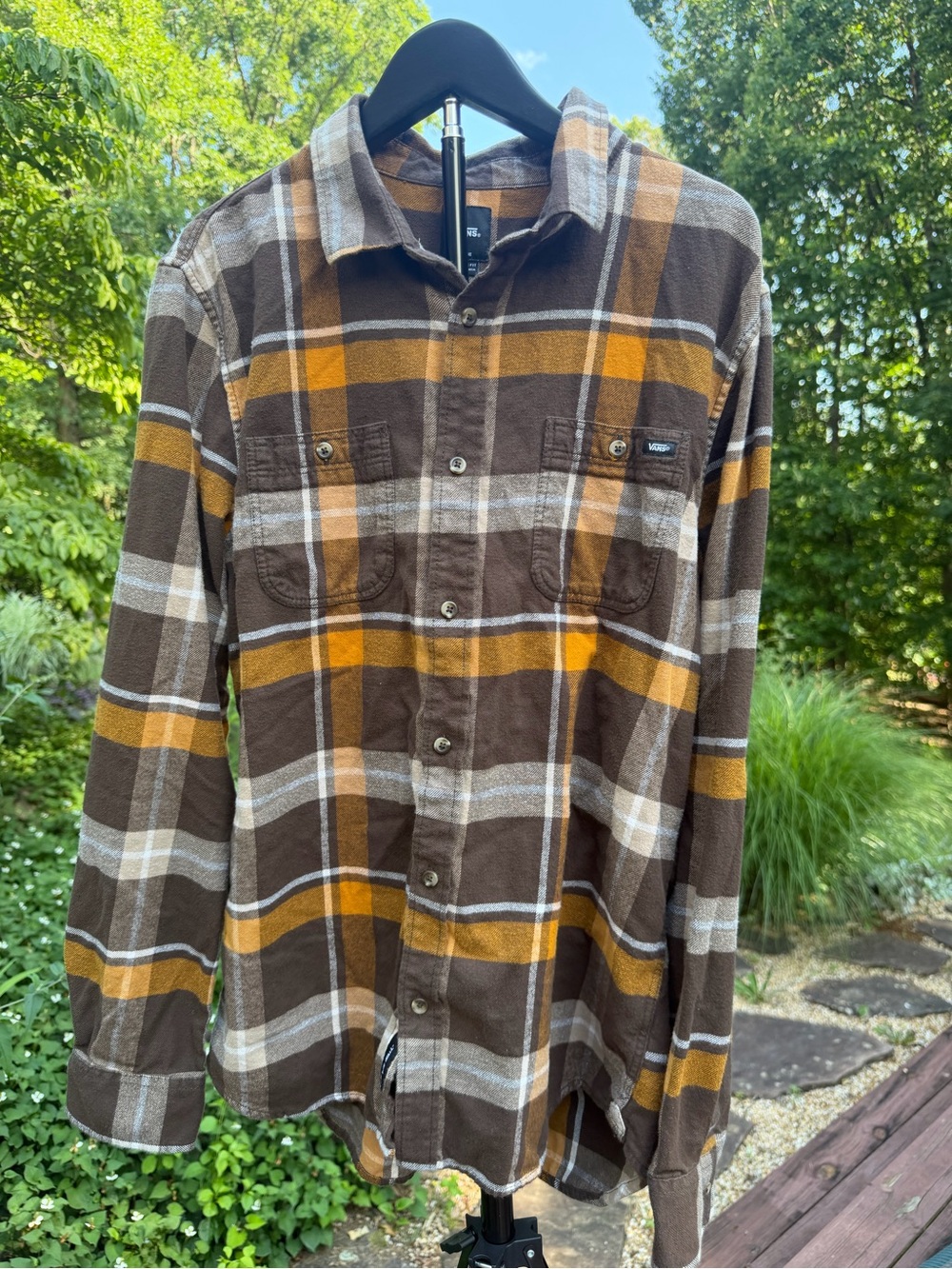 Vans Men’s Flannel Plaid Button-Up Shirt- Size L